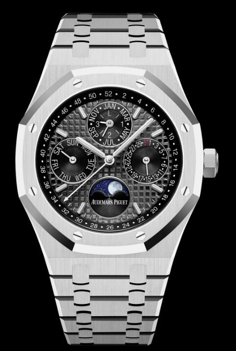 Replica AP Watch Audemars Piguet Royal Oak Perpetual Calendar 41 White Gold Black 26607BC.OO.1220BC.02